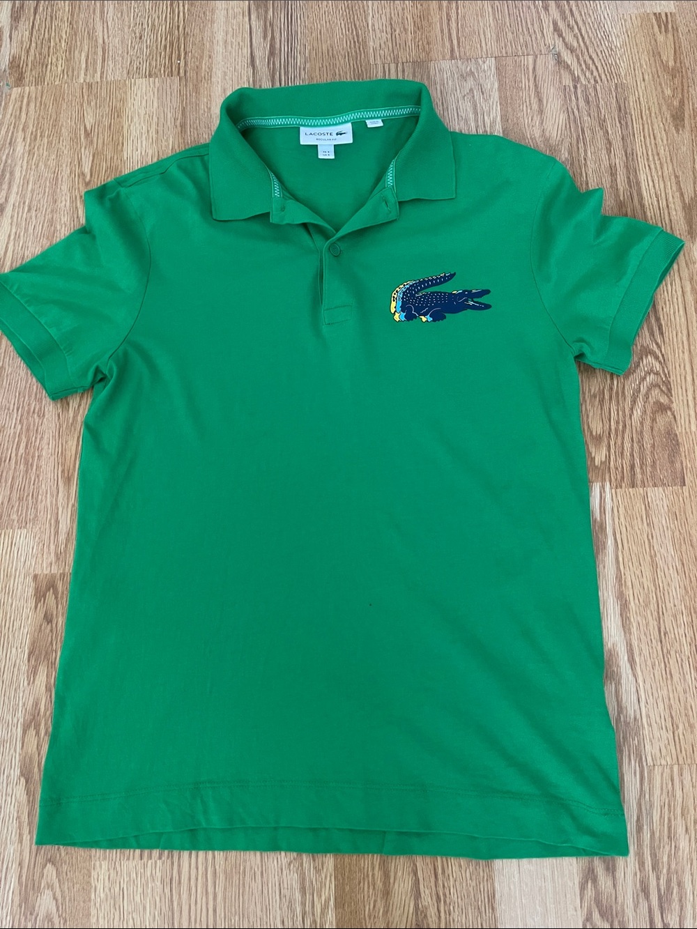 Lacoste Bright Green Polo with Navy & Yellow Crocodile